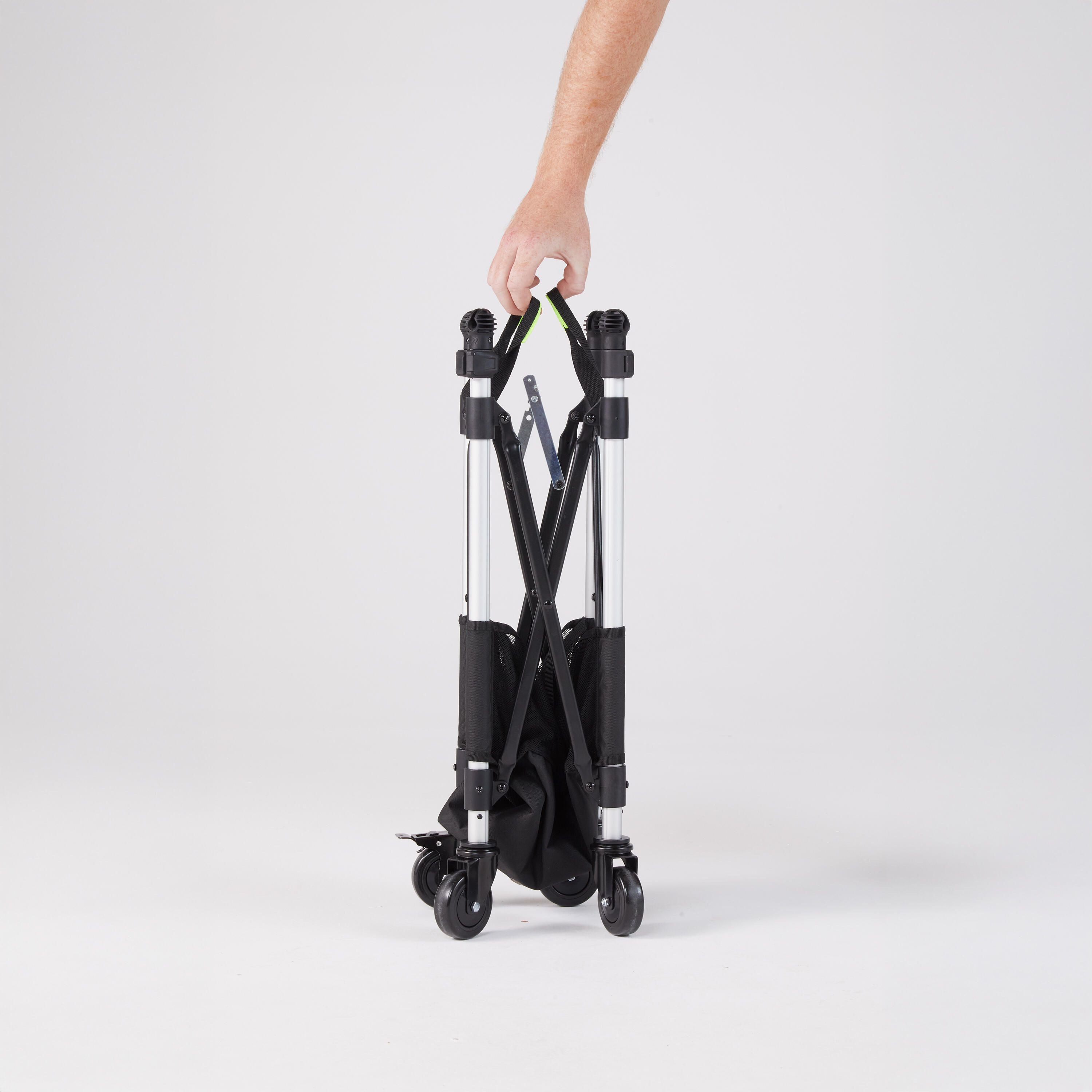 Cesto para bolas de ténis e padel com rodas regulável, preto