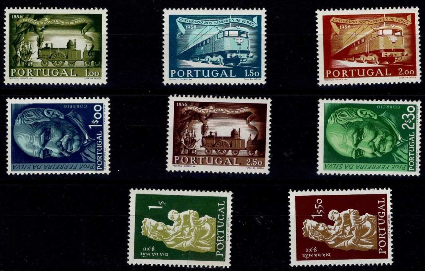 Selos Portugal 1956-Ano Completo Novos c/ leve marca charneira