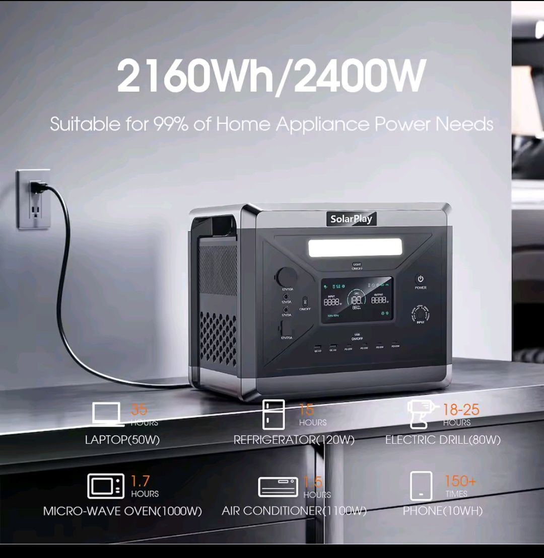 Solarna stacjonarna Stacja zasilania 2400W - 2160Wh