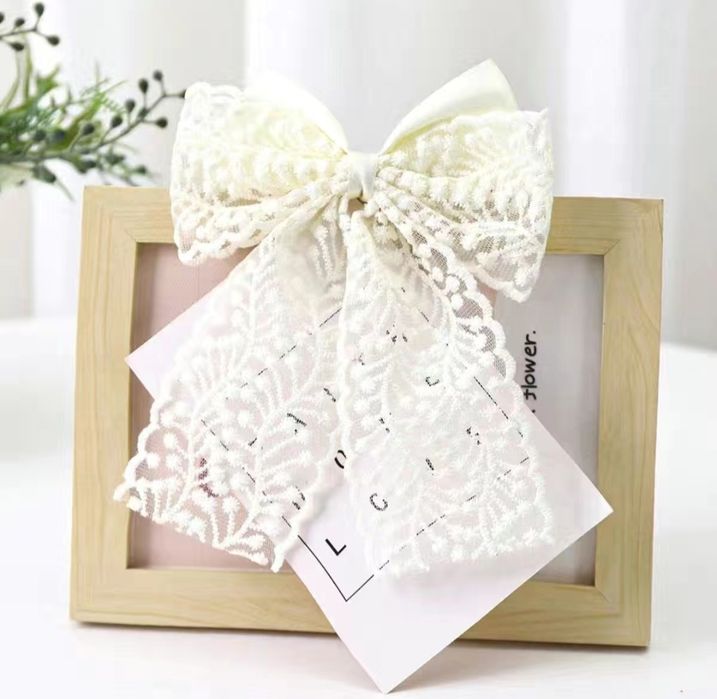 Заколка бант на волосся білий, чорний, бордовий