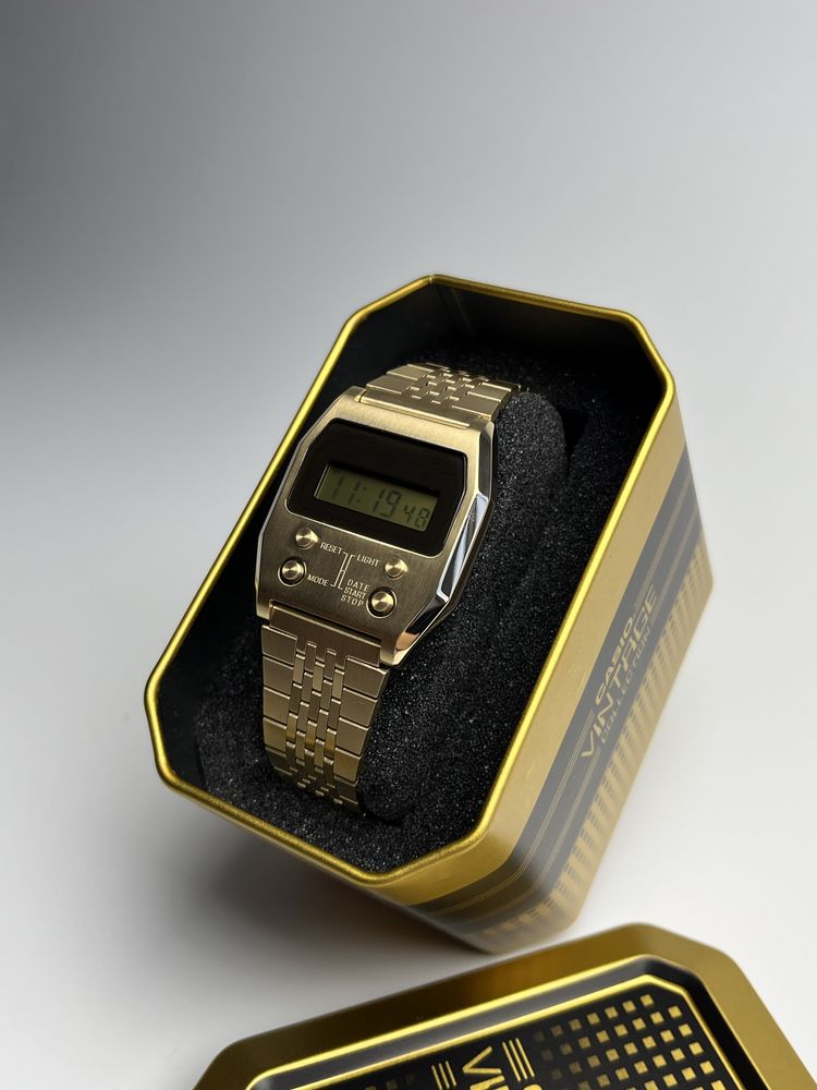 Casio a-1100g, золотистий годинник, касіо вінтаж