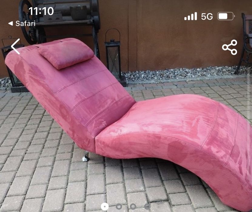 Szezlag sofa  brudny roz welurowa