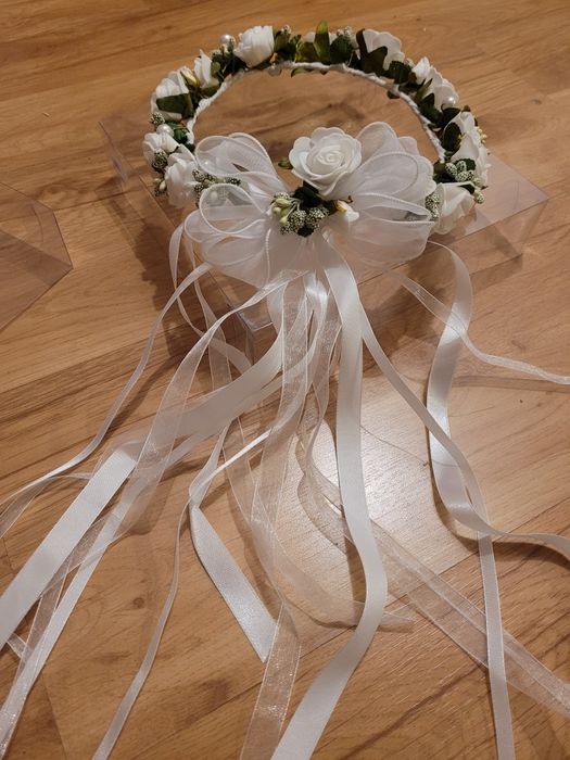 Komplet komunijny alba, buty, wianek, bolerko, sukienka