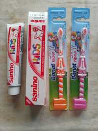 Детские зубные щетки и паста