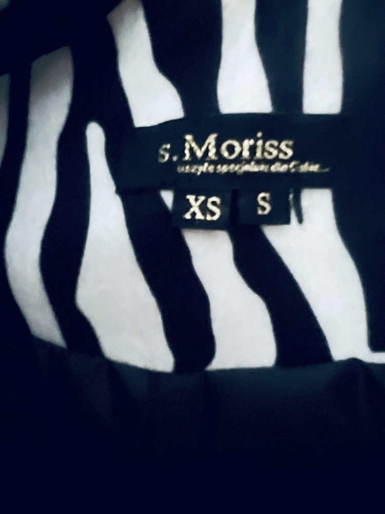 S.Moriss płaszcz w zebrę przejściowy lekki s xs czarny biały damski