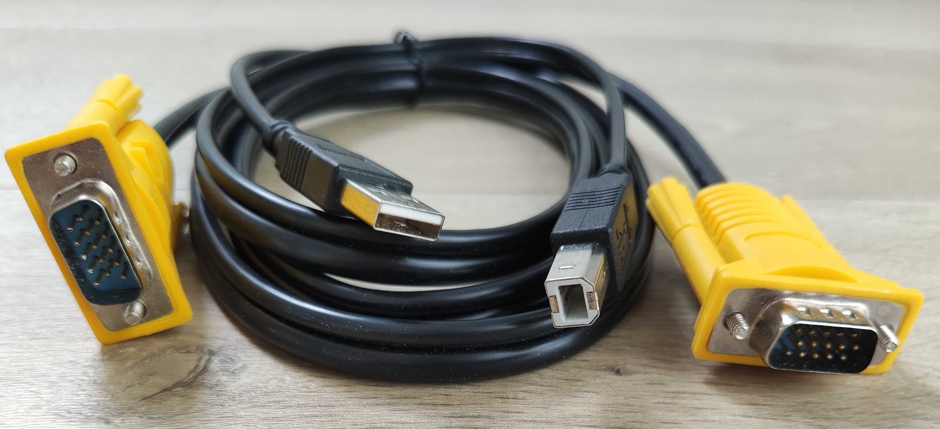KVM kabel do drukarki i monitora VGA + USB B do VGA + USB A ‎iKKEGOL