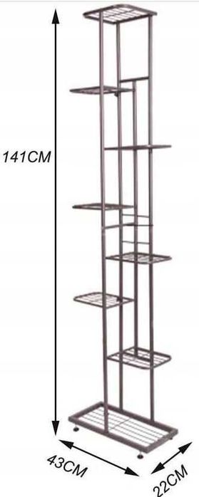 Metalowy kwietnik stojący – 141 cm, 7 półek