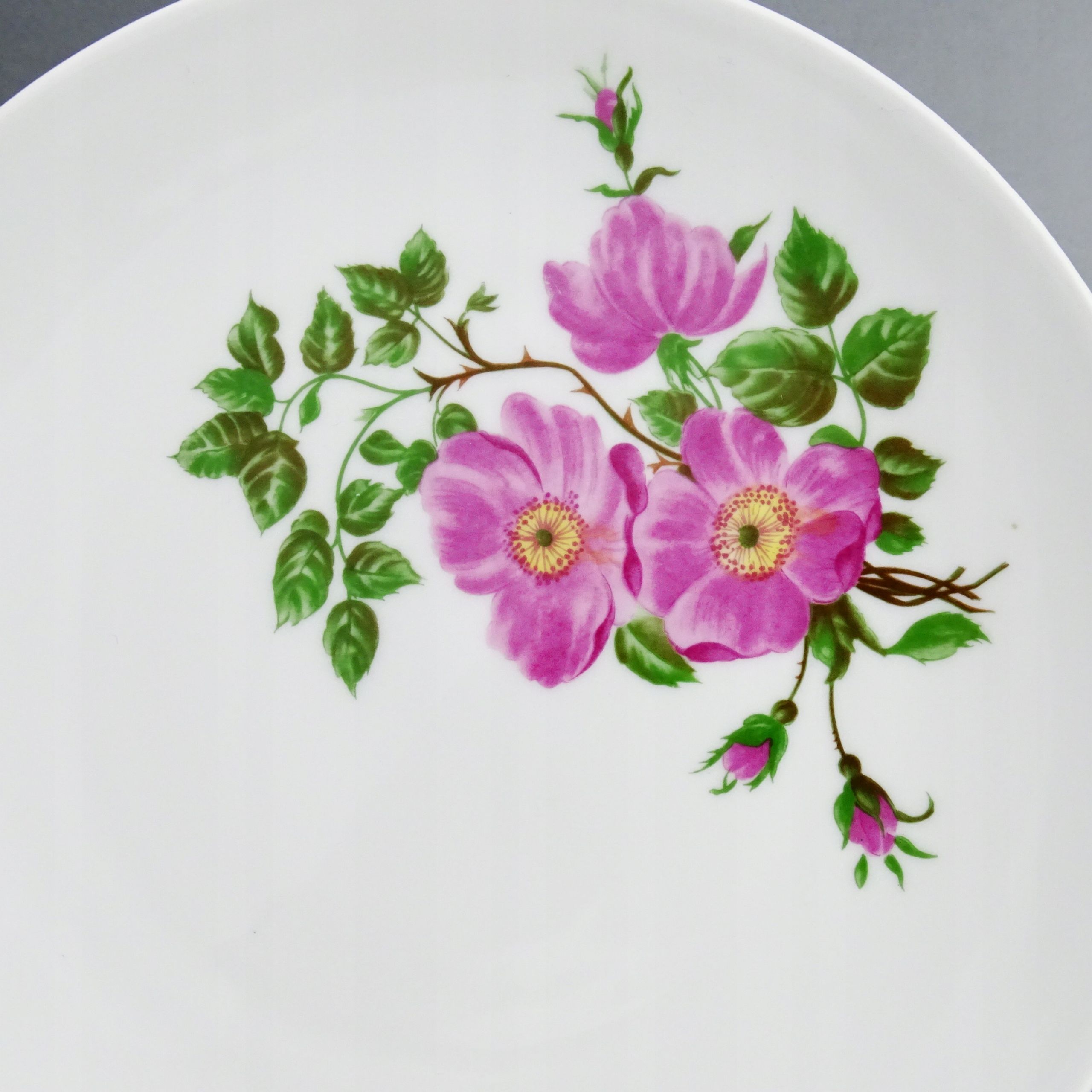 lata 60/70 piękny porcelanowy talerz patera kwiaty dzika róża