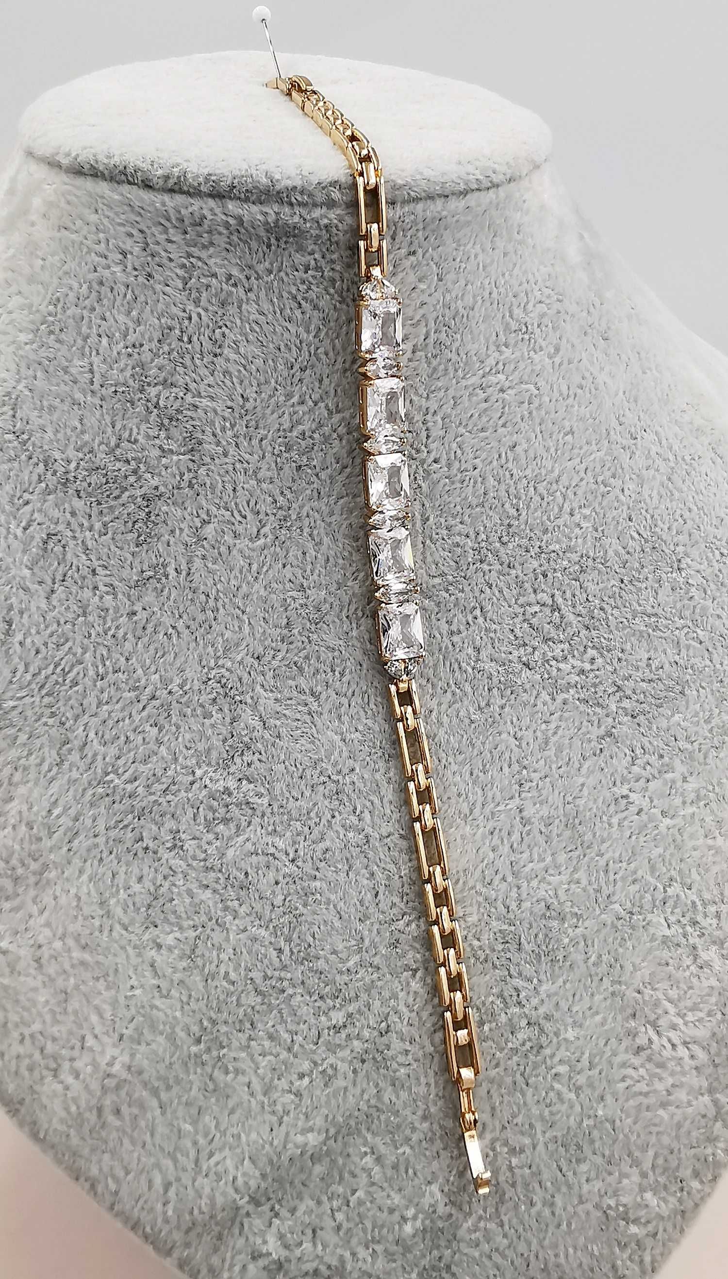 Bransoletka pozłacana 19,5-17 CM 7 MM "brylantowa" elegancja