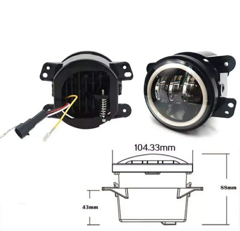 Противотуманные фары светодиодные Led ПТФ универсальные 90-100мм 3.5-4