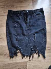 Spódnica jeansowa z przetarciami L