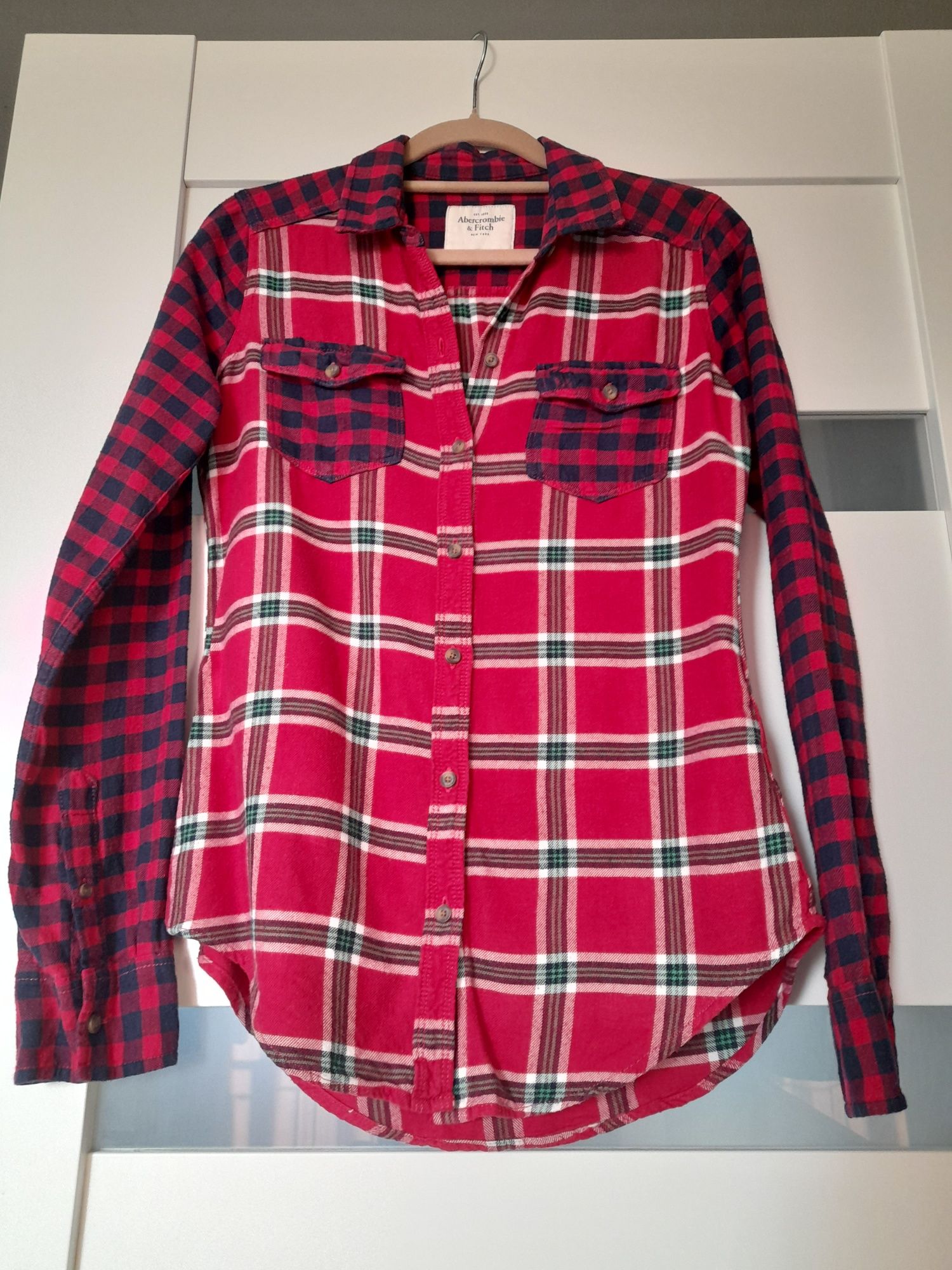 Abercrombie & Fitch Koszula kratka w kratkę XS S 34-36 flanelowa