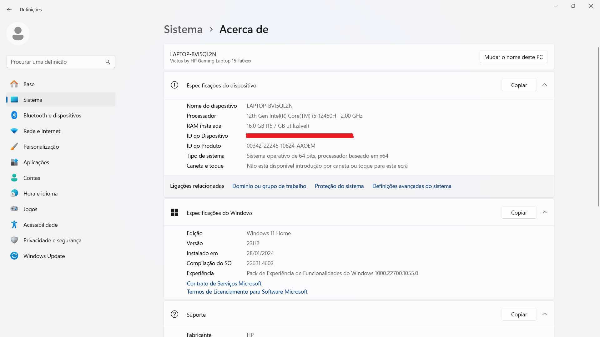 Portátil HP Victus 15-fa0022np (Intel i5/ GeForce RTX 3050 / 16 GB)