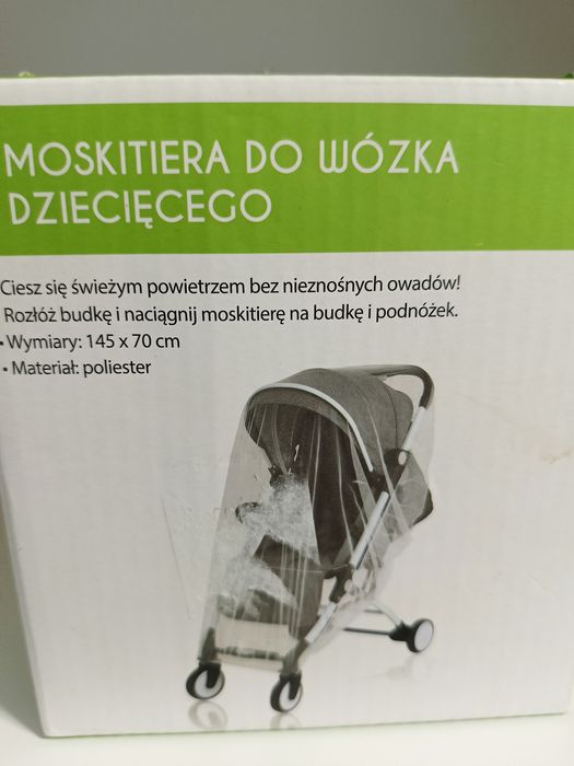 Biała moskitiera do wózka dziecięcego