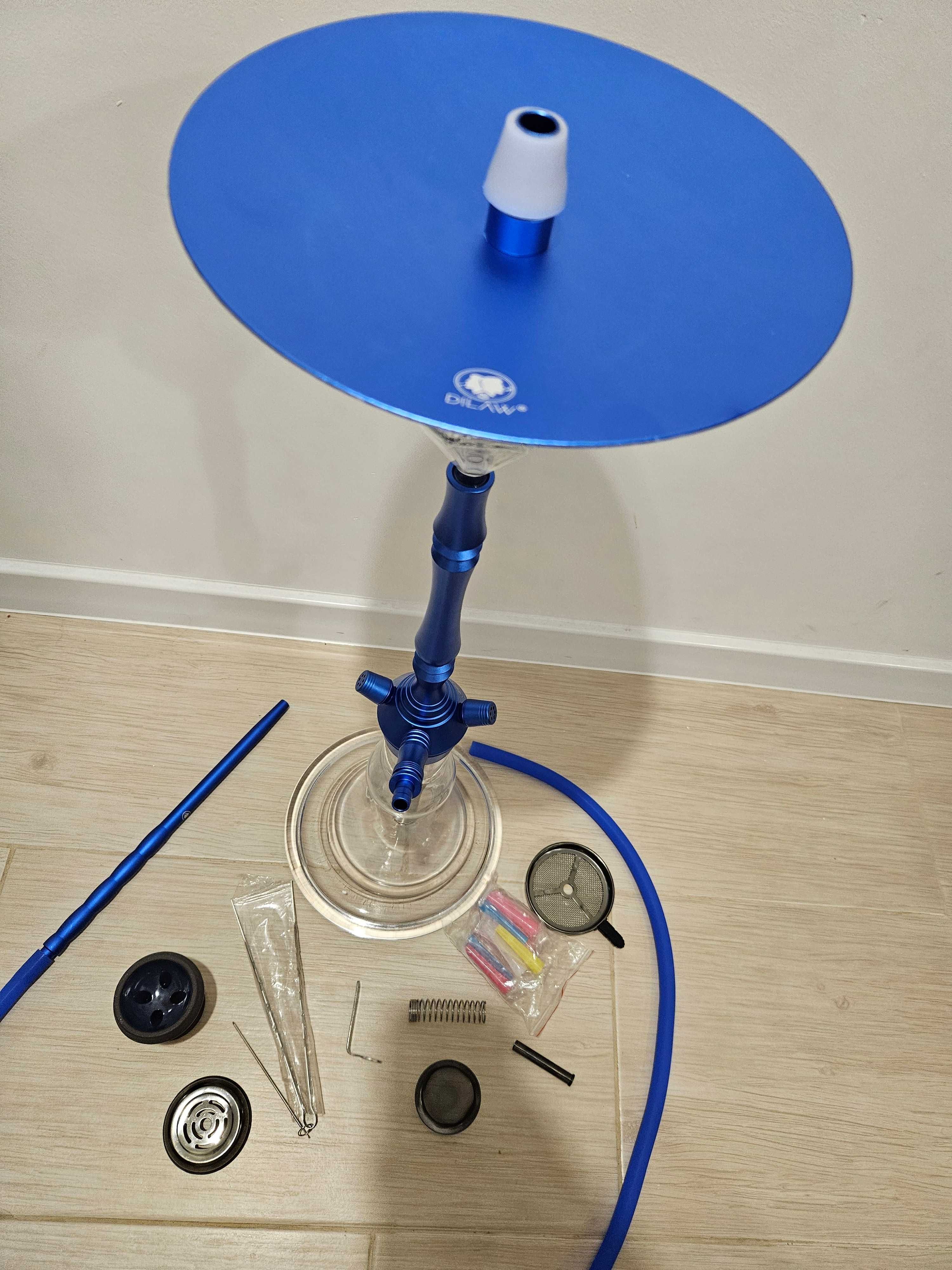 DILAW Shisha 93 cm Aluminium + Stal Łapacz Melasy Wąż-niebieska