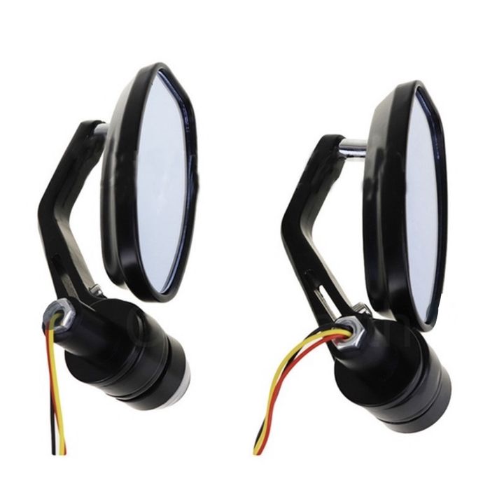 Espelhos ovais em alumínio com piscas LED de guiador