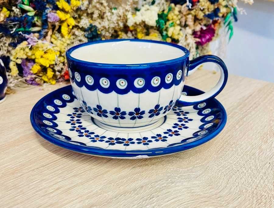 Ceramika Bolesławiec. Filiżanka + spodek 200 ml 166A (761)