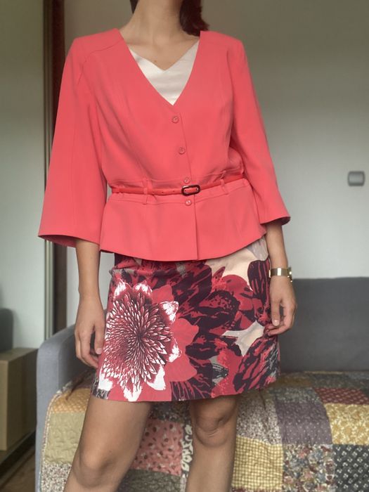 Nowy koralowy malinowy różowy żakiet krótka marynarka Molton L/XL