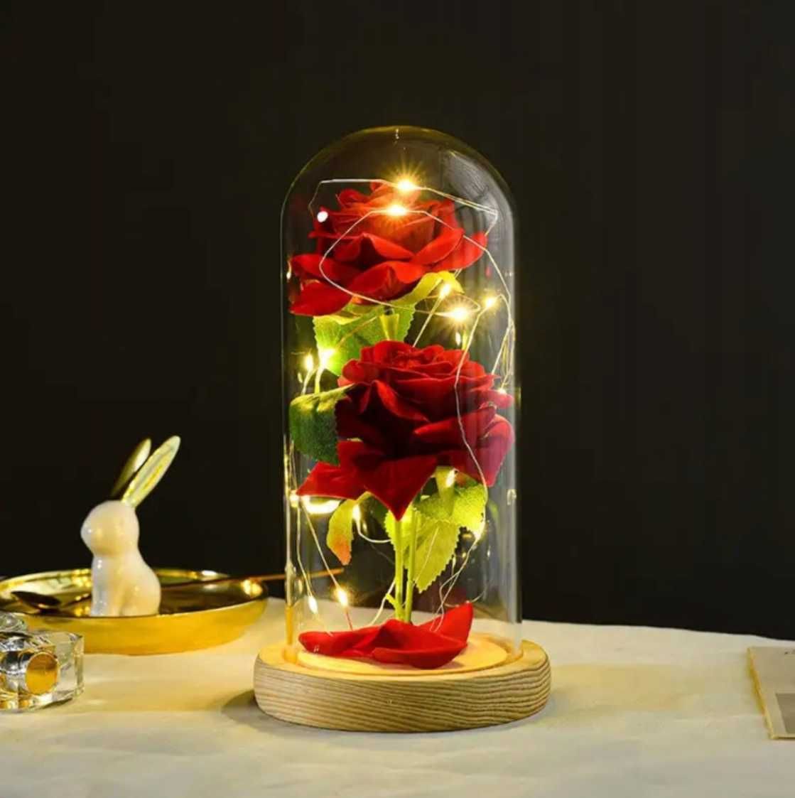 Wieczna róża w szkle podświetlana LED prezent dla wyjątkowej osoby