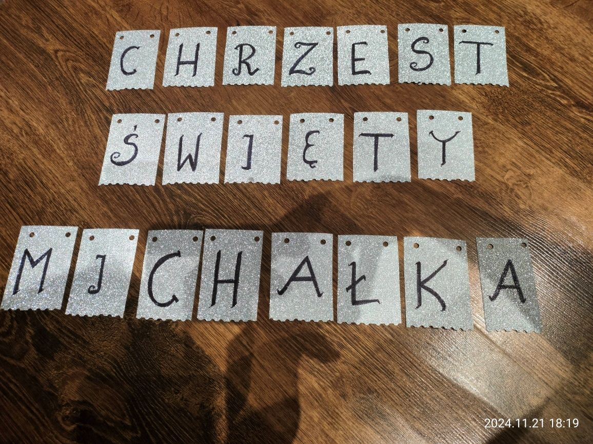 Girlanda napis chrzest Święty