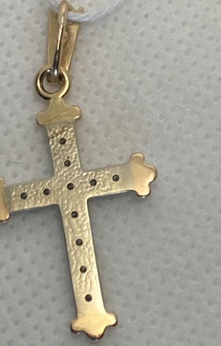 Підвіска хрестик крест 585 с бриллиантами з діамантами 2,14г