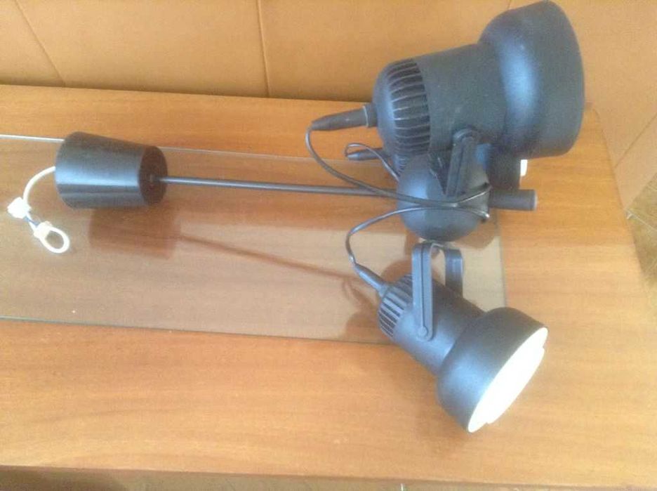 Lampa wisząca z 3 ruchomymi kloszami w pionie i poziomie lata PRL