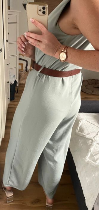 Nowy kombinezon miętowy z paskiem ZARA rozmiar S 36