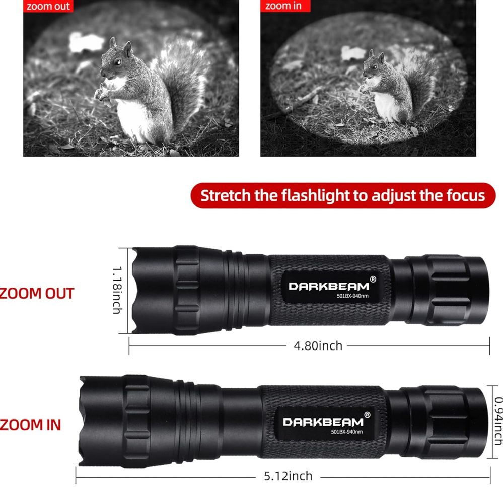 DARKBEAM latarka na podczerwień, 940 nm, do nocnej wizji, LED