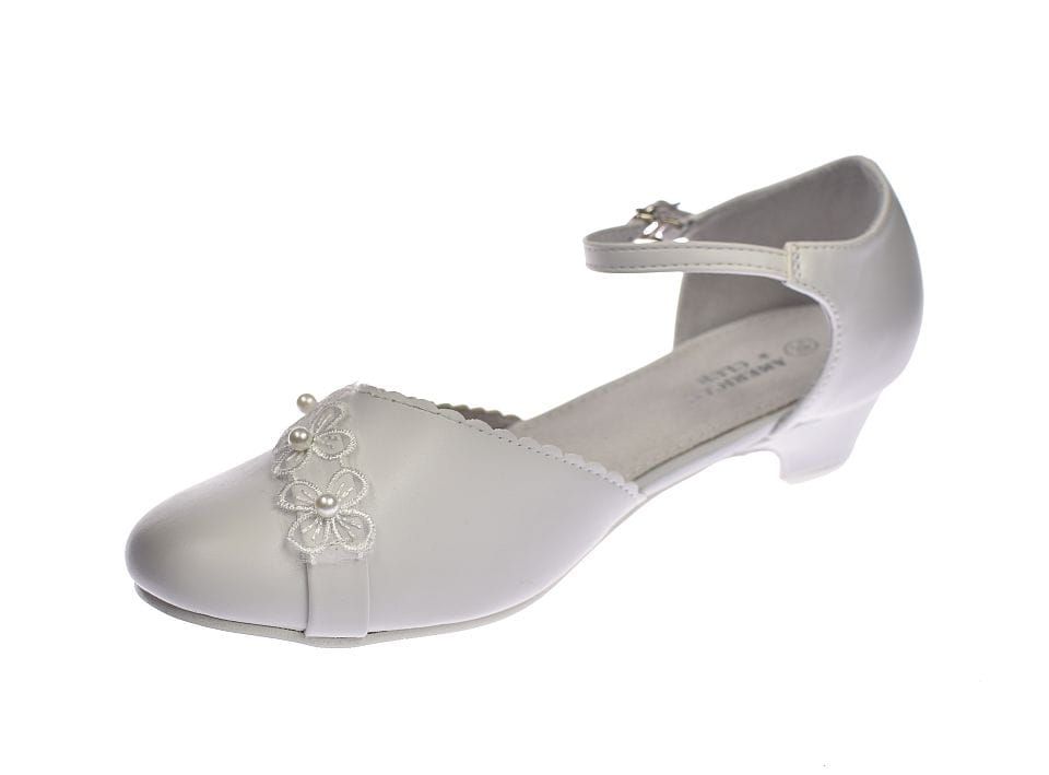 Buty komunijne białe balerinki obcas dziewczęce 42/24 roz. 37