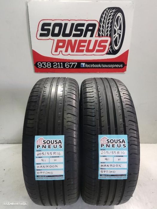 2 pneus semi novos 205-55r16 hankook - oferta dos portes