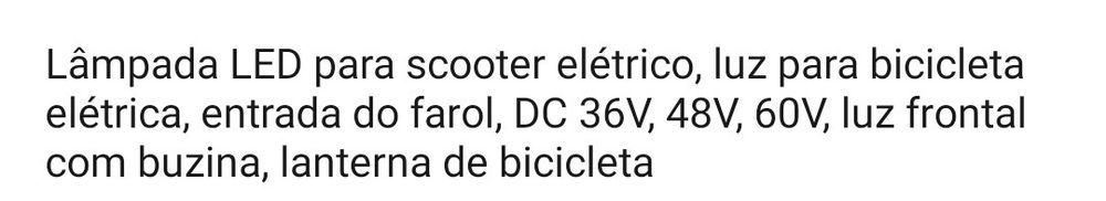 Luz e buzina auxiliar para bicicleta elétrica