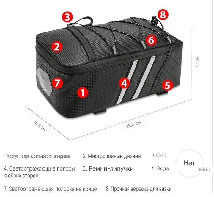 Сумка 4,5 л на багажник велосипеда, скутера