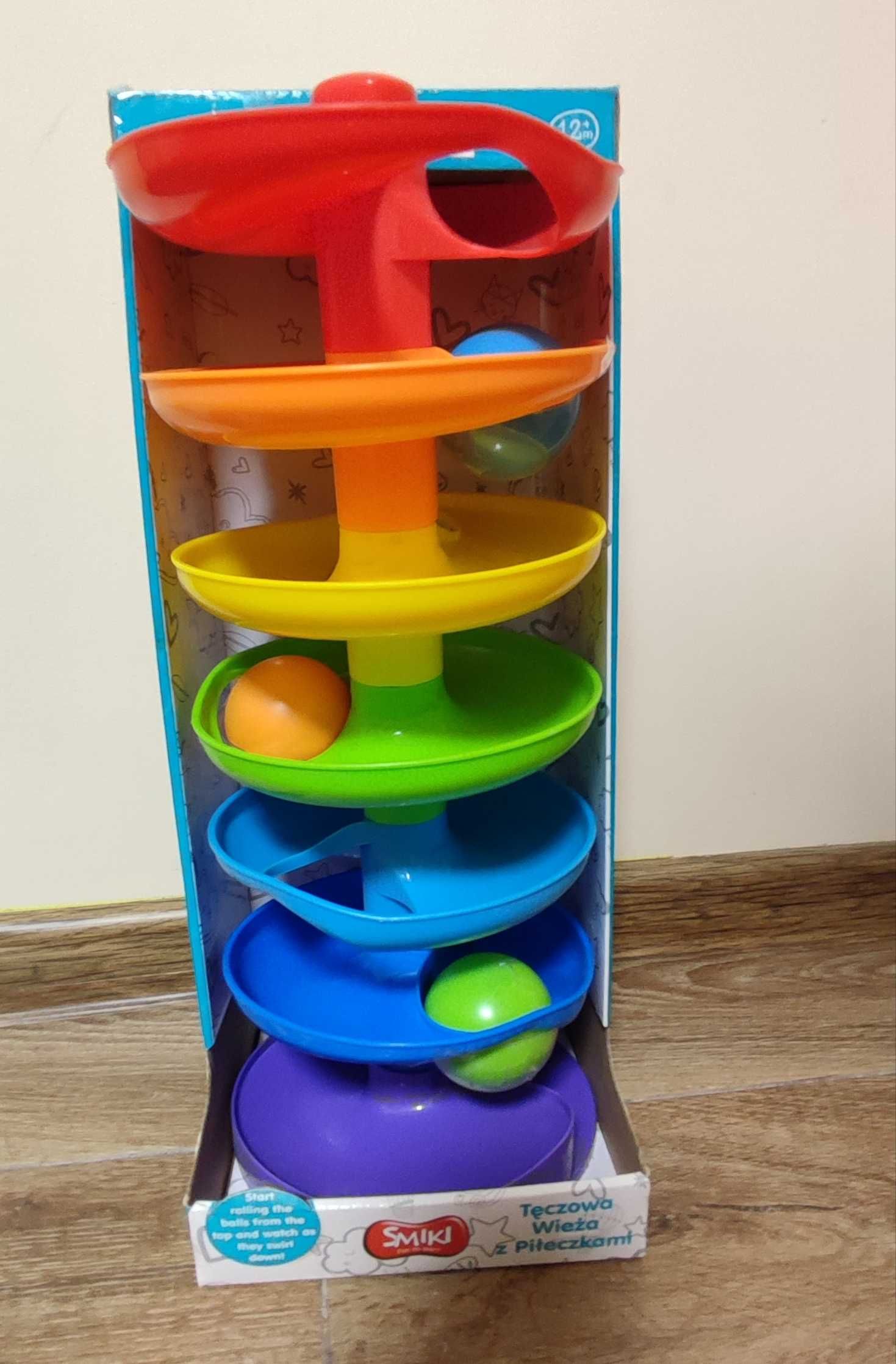 Zabawka tęczowa wieża/zjeżdżalnia z 3 piłeczkami Smiki