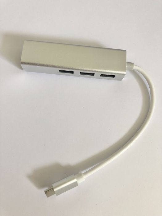 NOWY Adapter HUB 4w1 USB C 3xUSB 3.0 RJ45