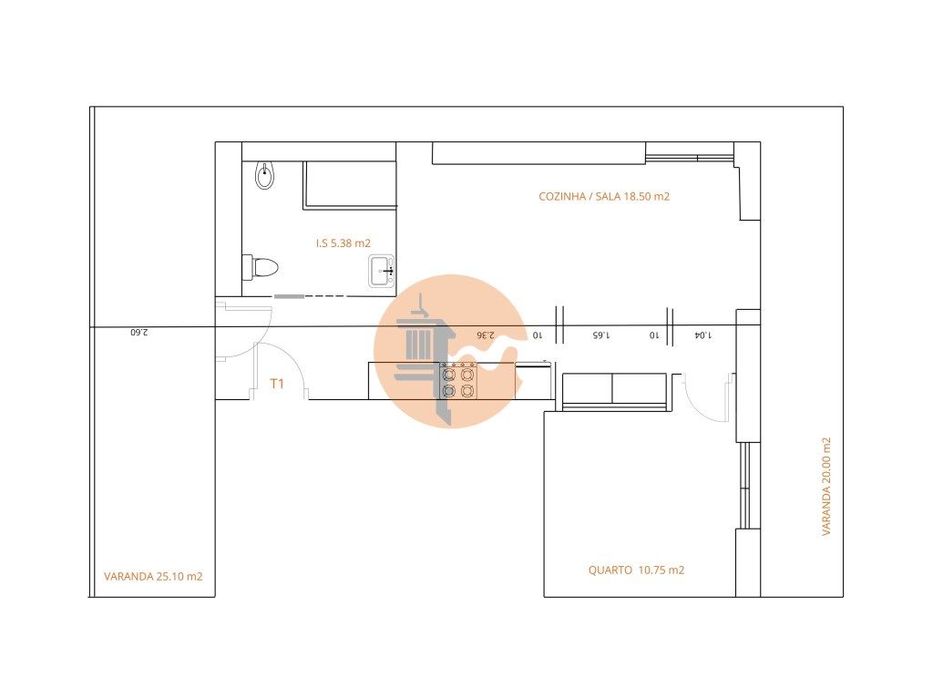 Duplex T1+2 em construção, com terraço com 85m2 vista mar a 50 metr...