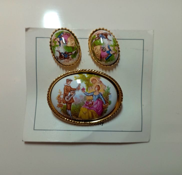 Набор (клипсы и брошь)