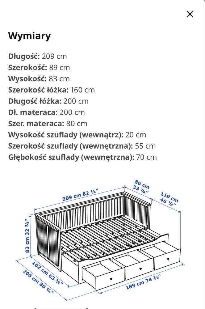 Łóżko HEMNES Ikea