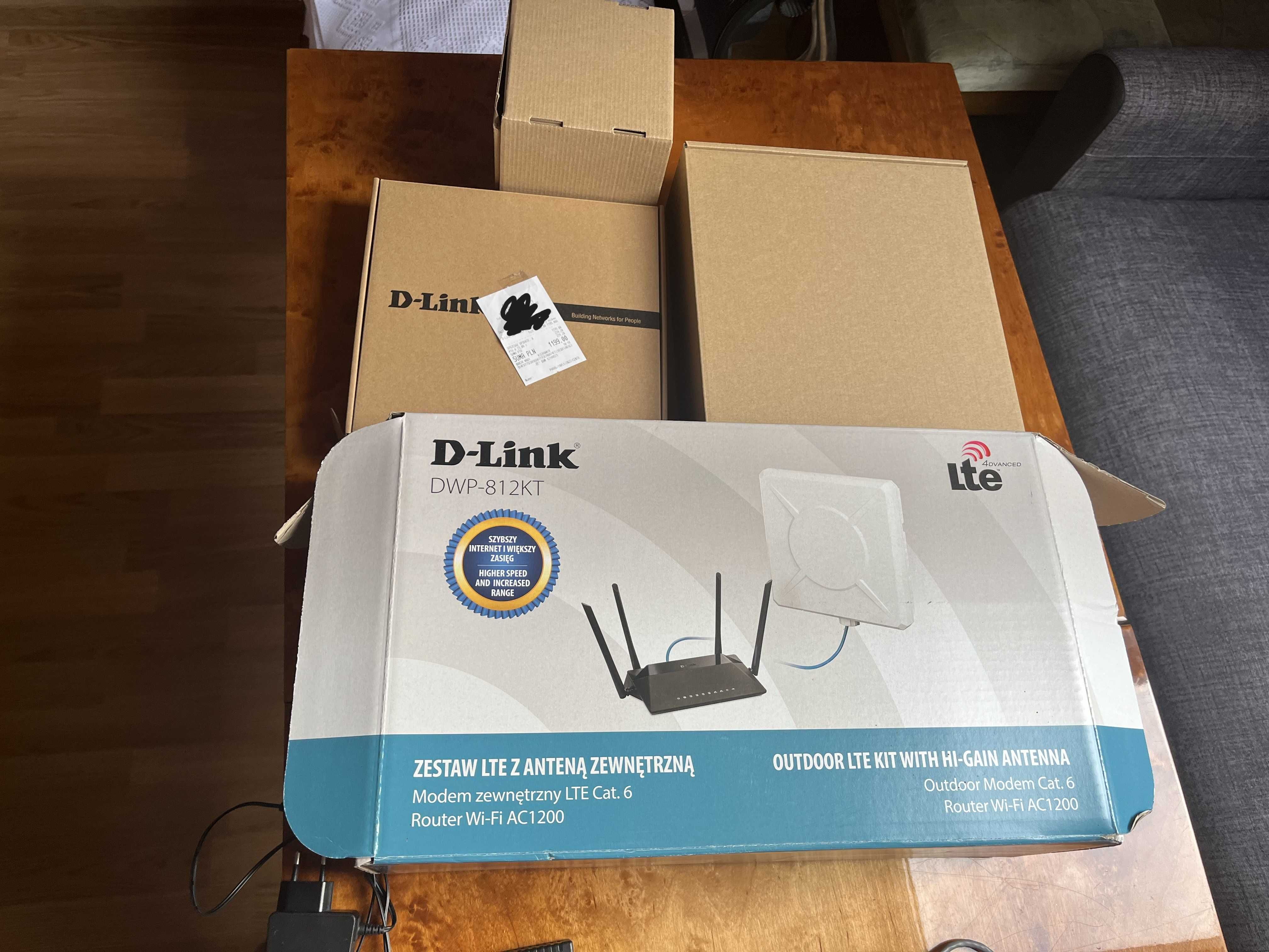 Antena zewnętrzna LTE + router Wi-Fi D-Link DWP‑812KT – zestaw