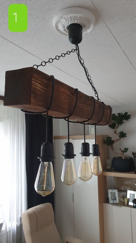 Lampa  wisząca loft stara belka retro vintage rustykalna  stare drewno