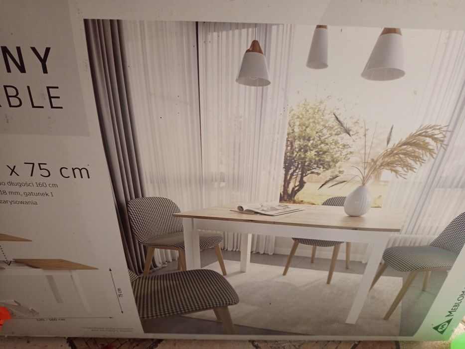 Stół z rozsuwanym blatem, wym. 120-160x80x75