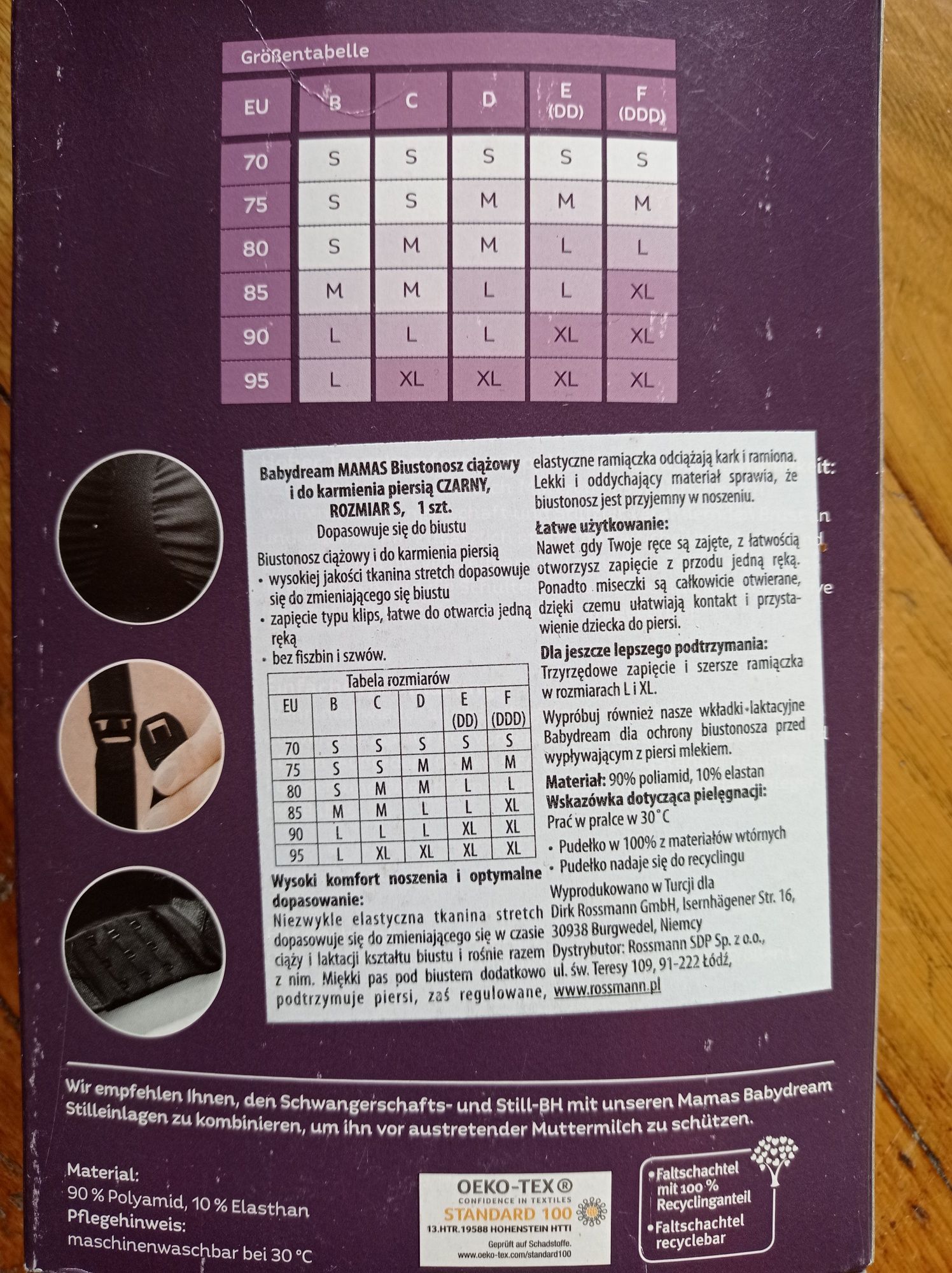 Biustonosz do karmienia piersią ciążowy czarny S