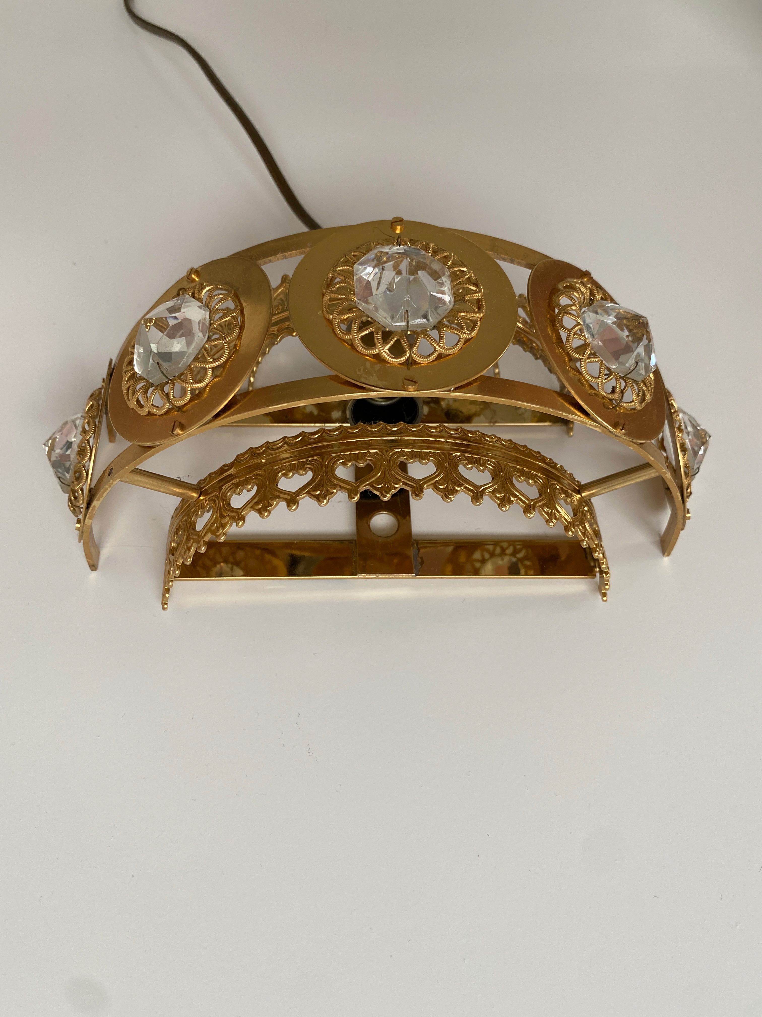 kinkiety złoty kryształowy kryształki retro lampa na ścianę