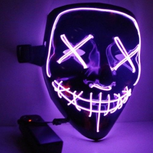 Маска неоновая "Судная ночь" ( фиолетовая )