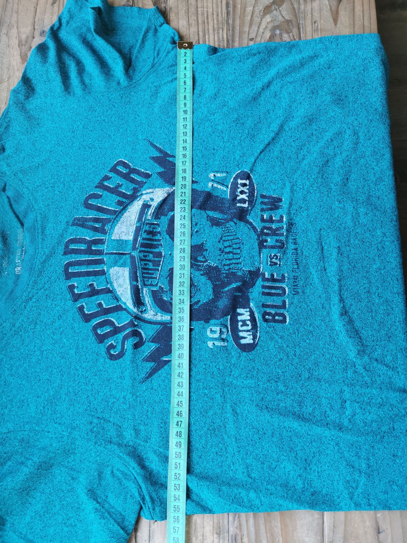 Niebieska koszulka T-shirt z nadrukiem, rozmiar XL