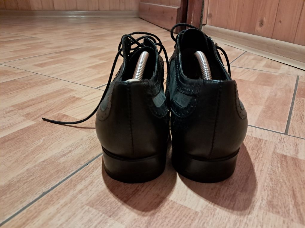 Buty czarne męskie ze skóry