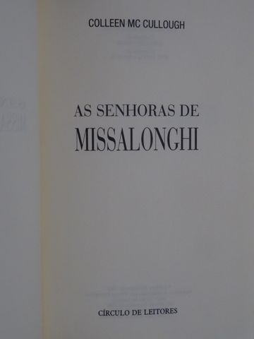 As Senhoras de Missalonghi de Colleen McCullough