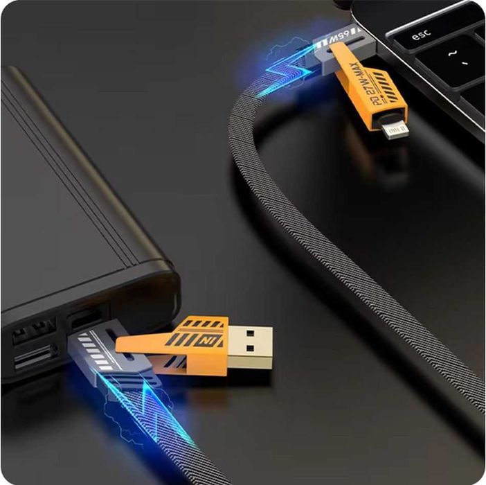 Kabel 4w1: transmisja danych ładowanie PD27W - cztery końcówki 1 metr