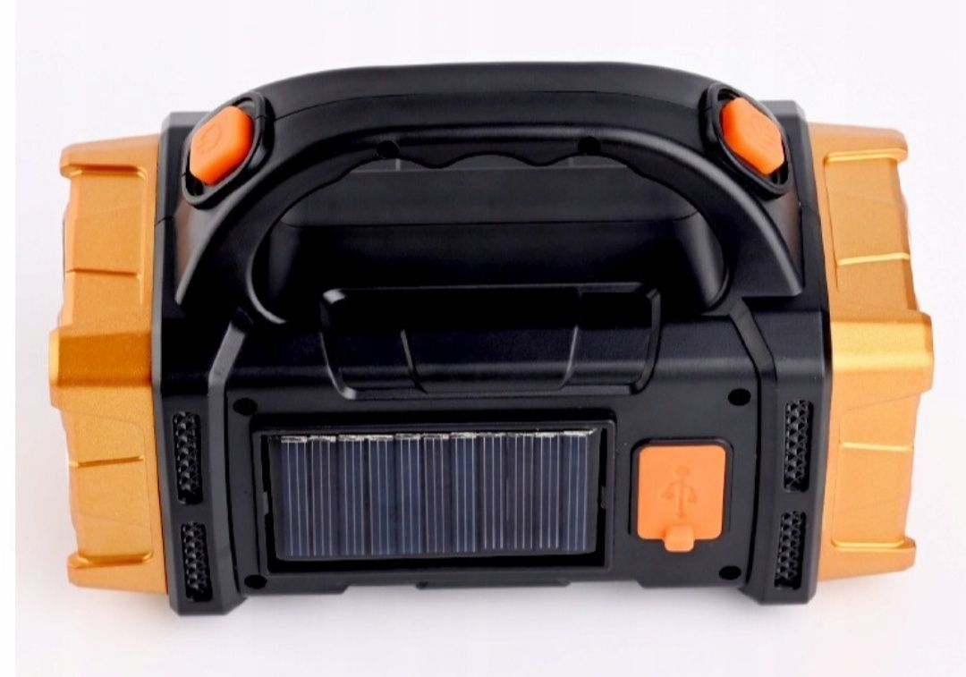 Latarka akumulatorowa solarna turystyczna 68 LED USB szperacz halogen