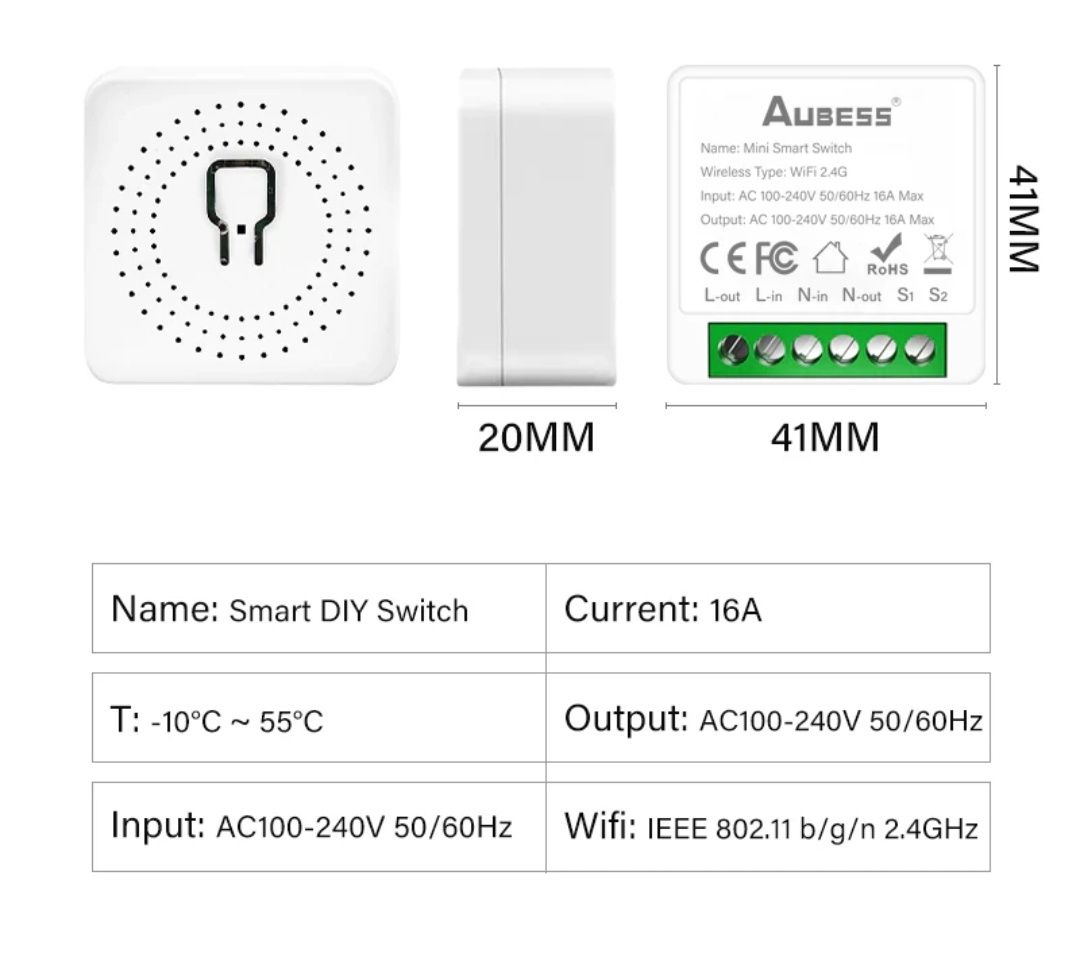 Розумне Wi-Fi реле Tuya Smart Life 16А розумне реле вимикач