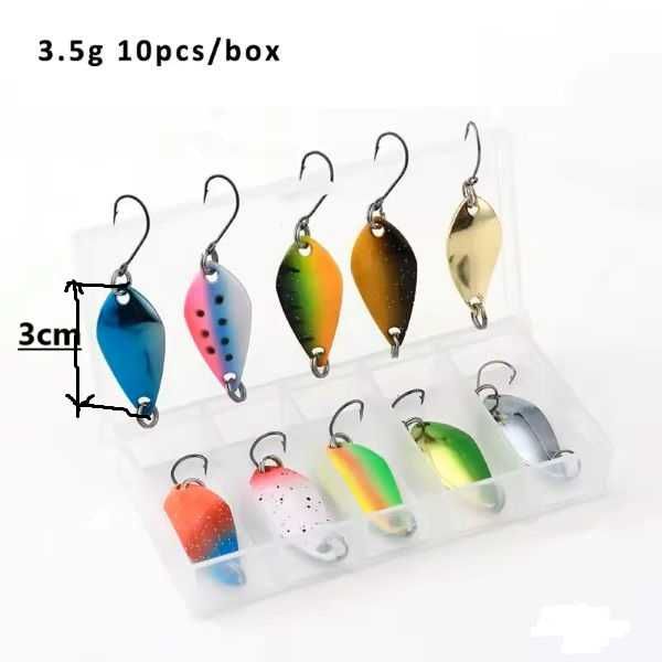 Mini zestaw błystek wahadłówek 10szt. dł.3 cm- waga 3,5 gr.